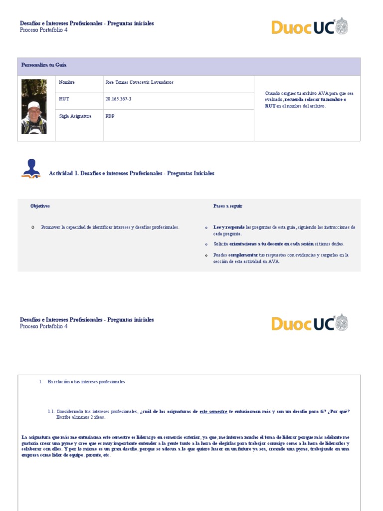 Desafíos e Intereses Profesionales - APP4 - Inicial | PDF
