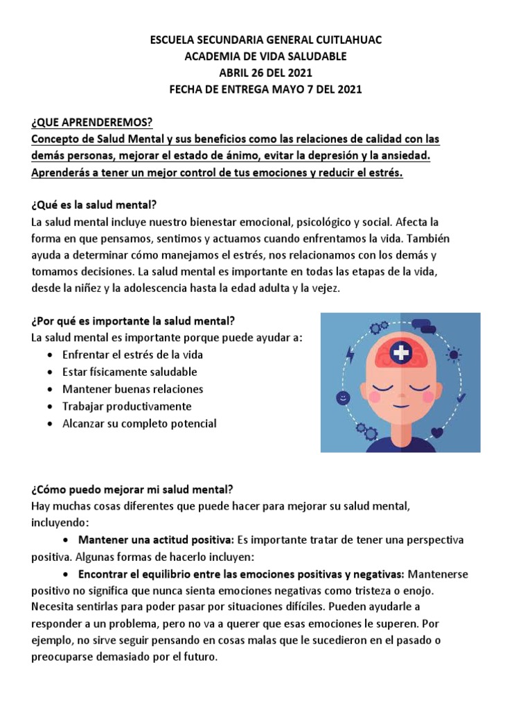 Actividad de Vida Saludable 26 de Abril Al 07 de Mayo 2021 | PDF ...