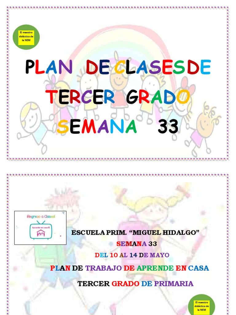 Plan de Clases Semana 33 Tercer Grado | PDF | Sonido | Instrumentos ...