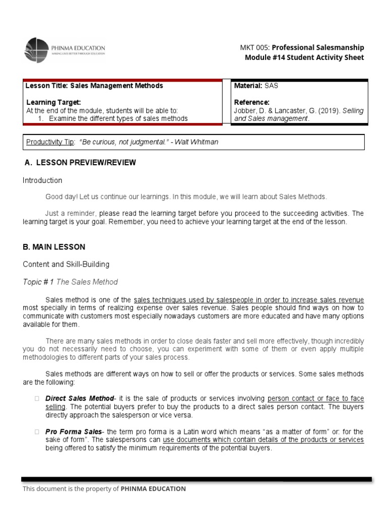 MKT 005 Module #14 Sas | PDF