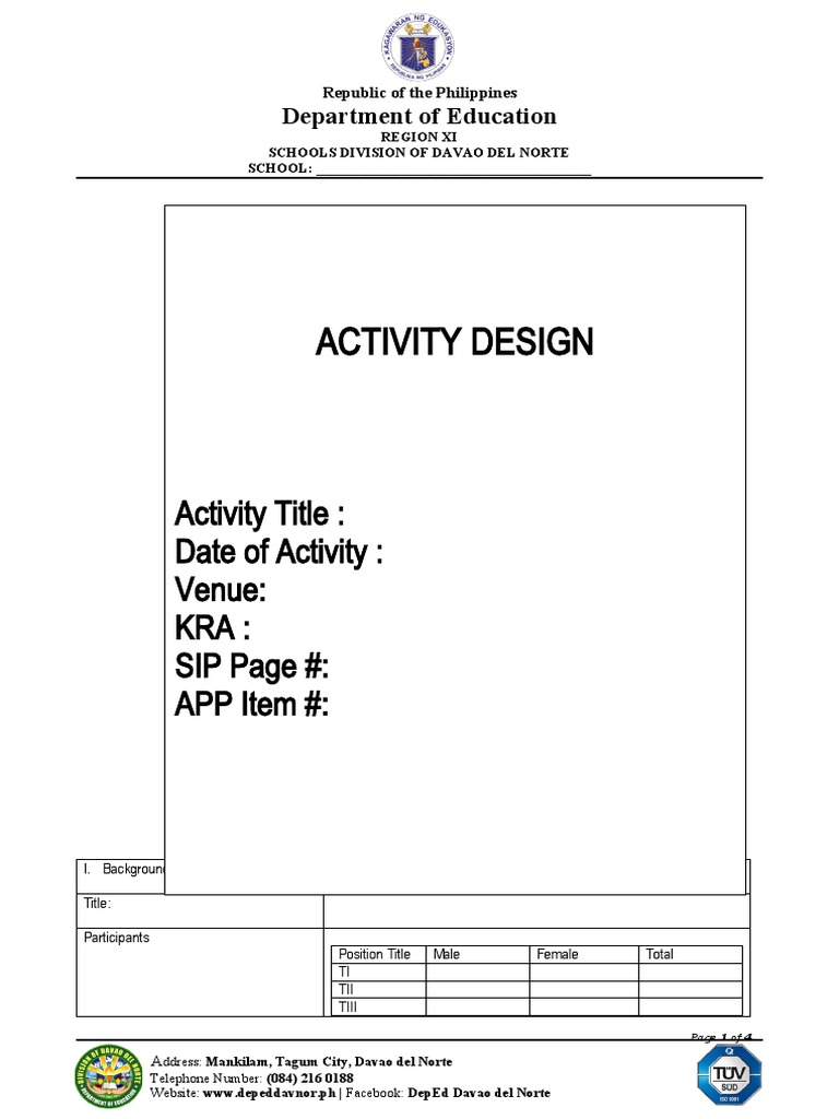 School Activity Design Template | PDF