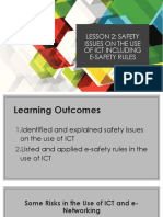 Lesson 2 Safety and explained safety issues on the use of ICT including e-safety Rules