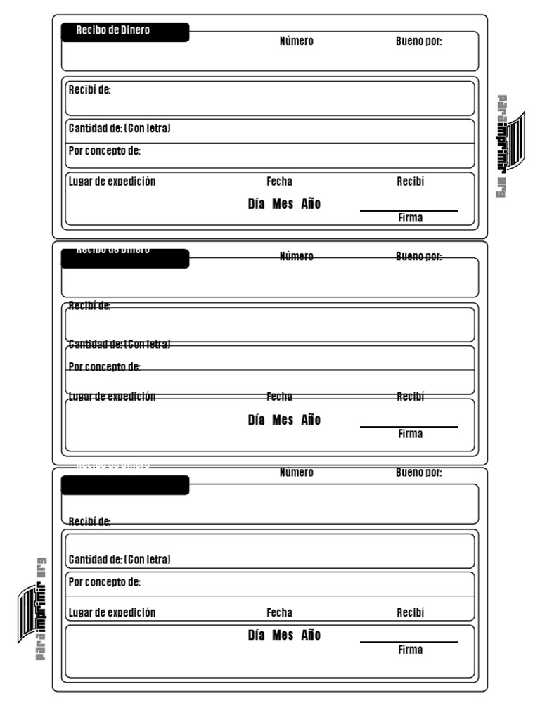 Recibo de Dinero Para Imprimir PDF