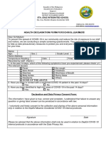 Health Declaration Form - SCHOOL LEARNERS