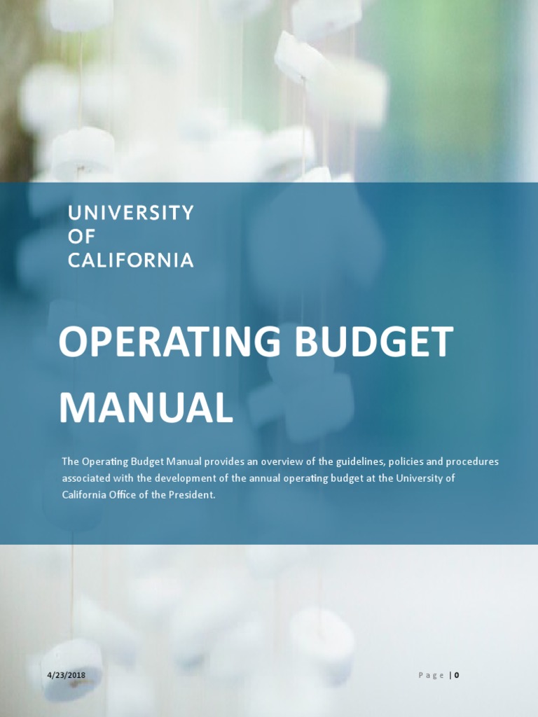 UCOP Operating Budget Manual Overview | PDF | University Of California ...