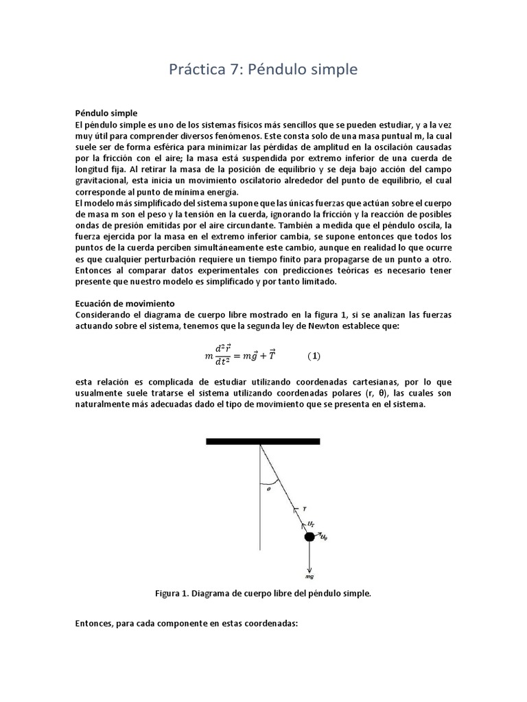Práctica de Péndulo Simple en Laboratorio | PDF | Péndulo | Oscilación