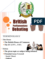 British Parliamentary Style Debating - BRIEF OVERVIEW