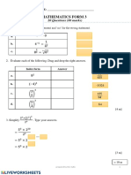 Form 3 Mathematics Worksheet