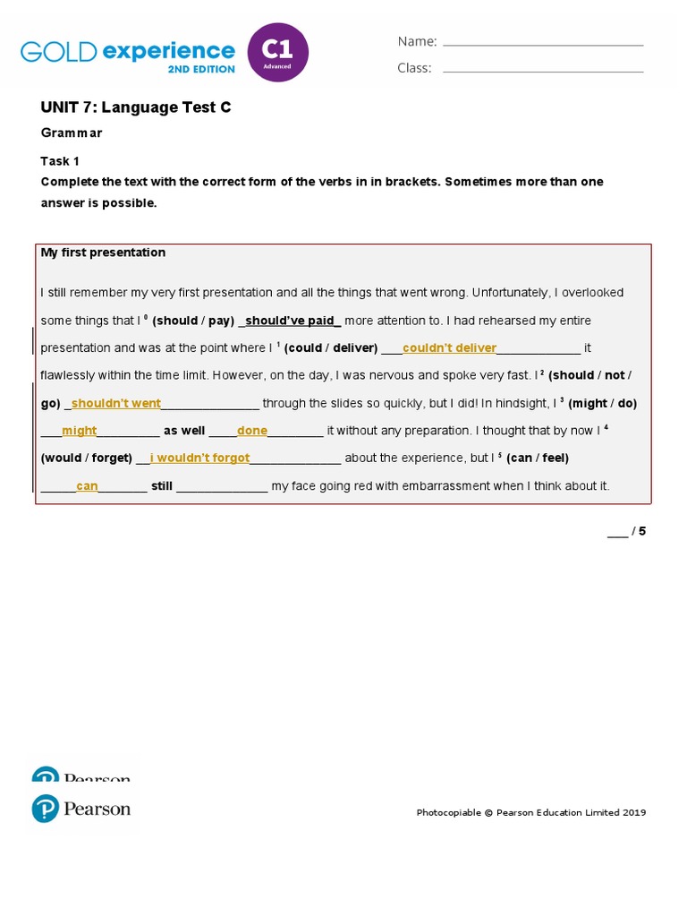 Gold Exp C1 U7 Lang Test C Dys | PDF | Graffiti | Human Communication