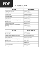 Calendar of Activities AY 2022 23