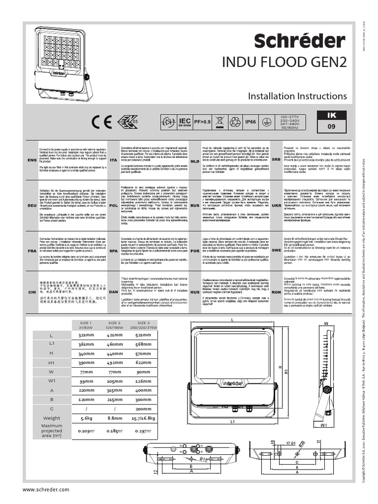 Schreder Indu Flood Gen2 Installation Instructions Pdf