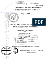 Sla Panel Jettison Separation, and Recontact Analysis: MSC Internal Note No. 68-Fm.160