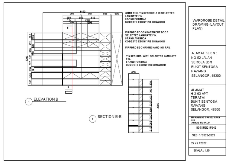 Wardrobe Detail Drawing for Irfan Daniel | PDF