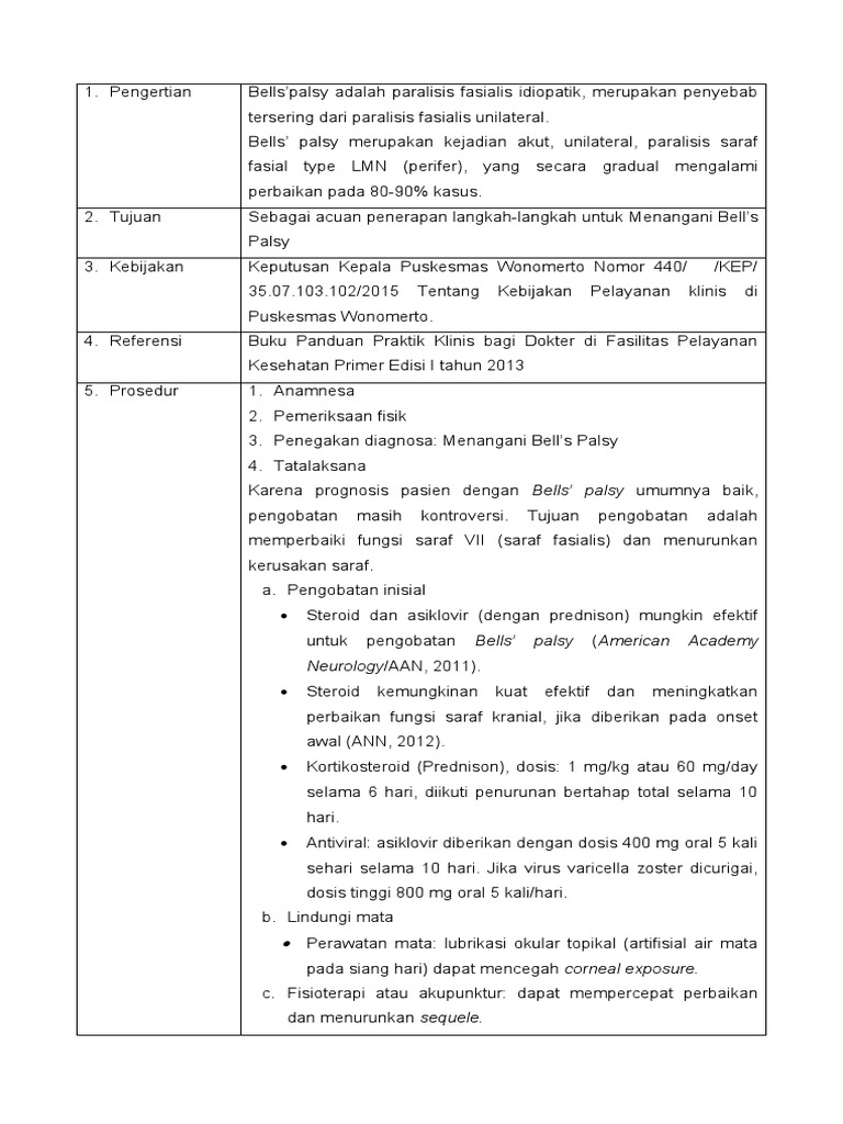 Sop Bell's Palsy PDF