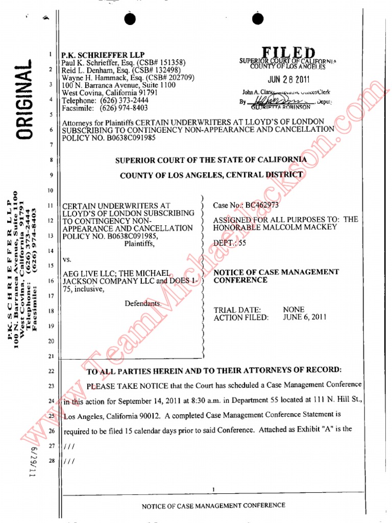 Notice of Case Management Conference | PDF