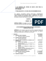 Ley de Ingresos Del Estado de Nuevo Leon para El Ejercicio Fiscal 2022