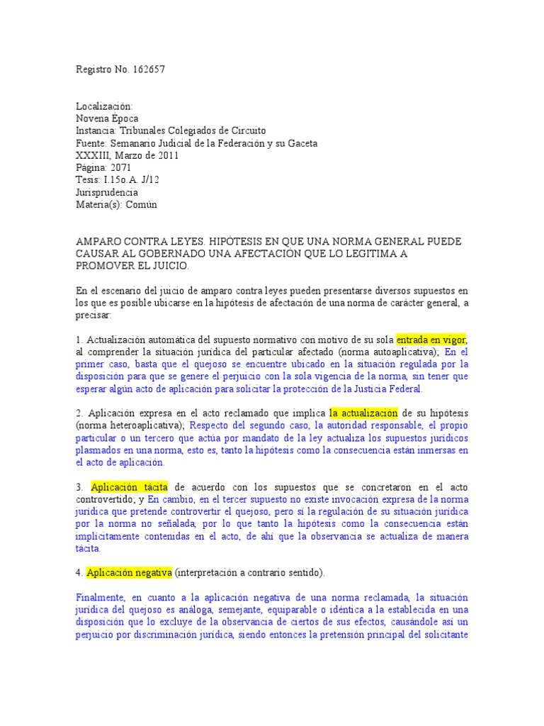 Amparos Contra Leyes | PDF | Caso de ley | México