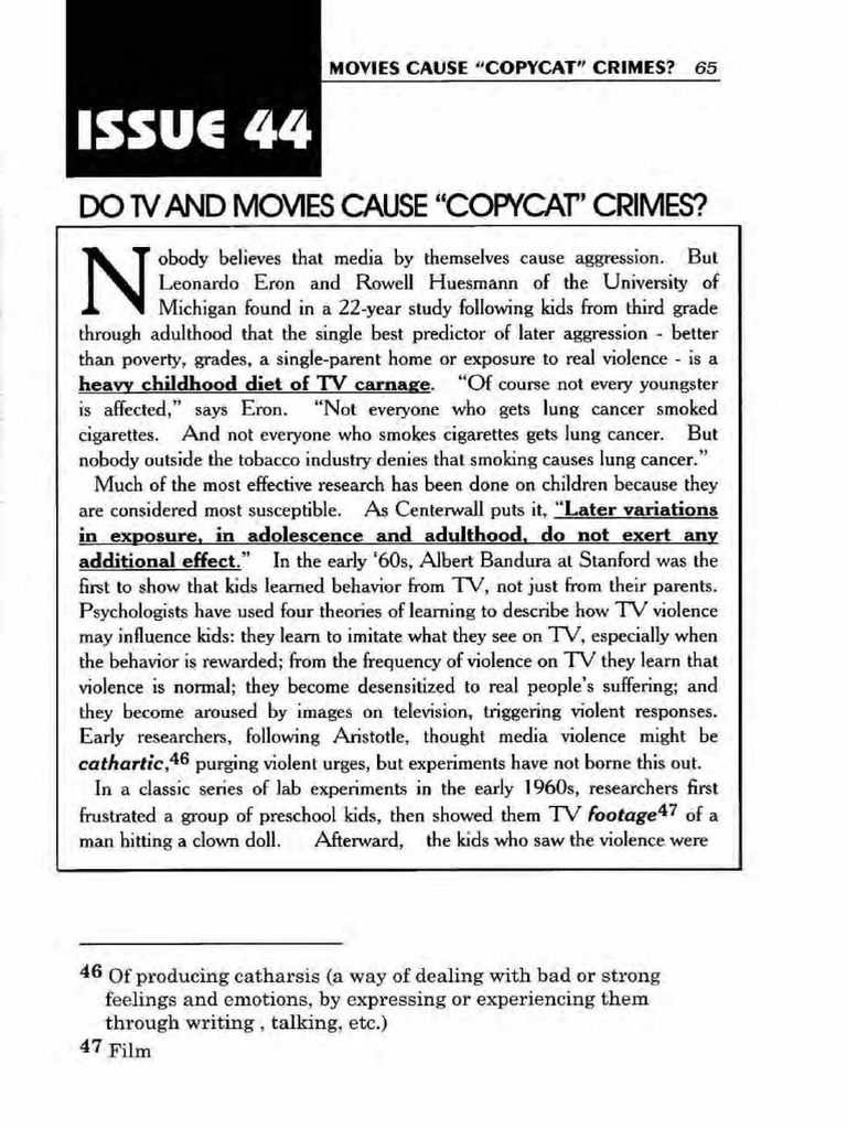 Issue 44 TV influence on copycat crimes (By D Vorhees) PDF