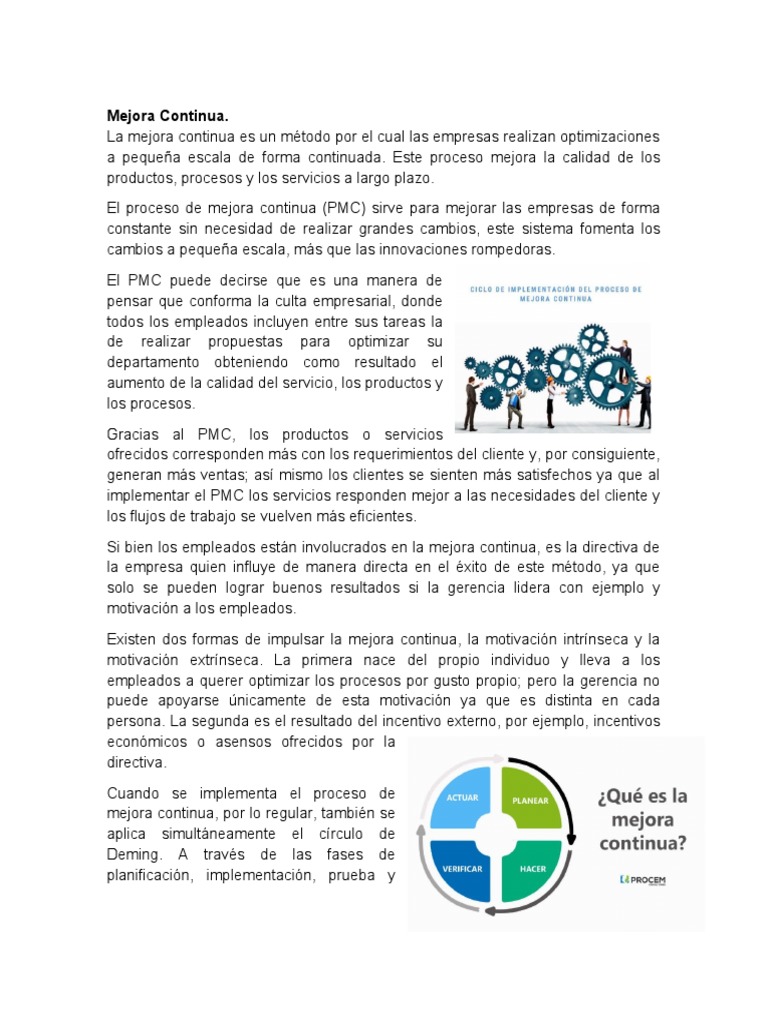 Mejora Continua y Normas ISO 9000 | PDF | Gestión de la calidad ...