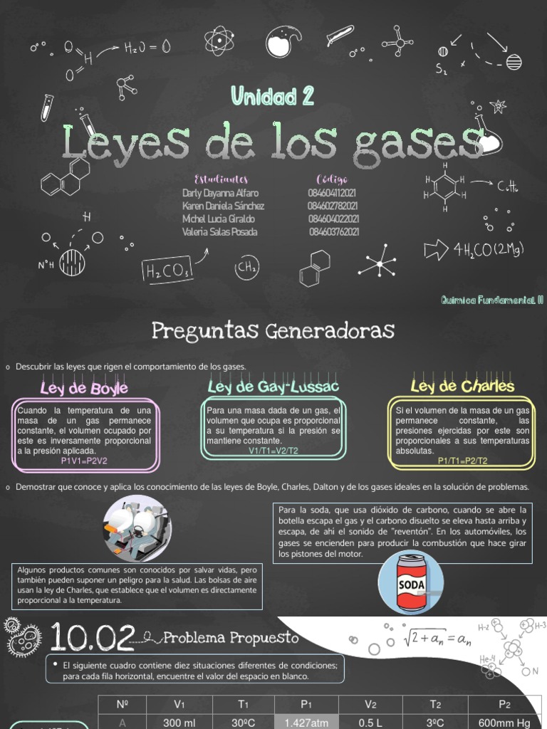 Leyes de los Gases: Ejercicios y Soluciones | PDF | Gases | Dióxido de ...