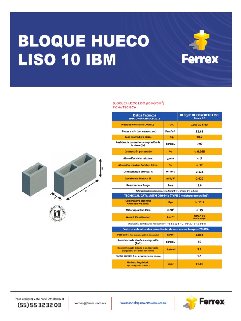 Ficha Tecnica Hueco 10 | PDF