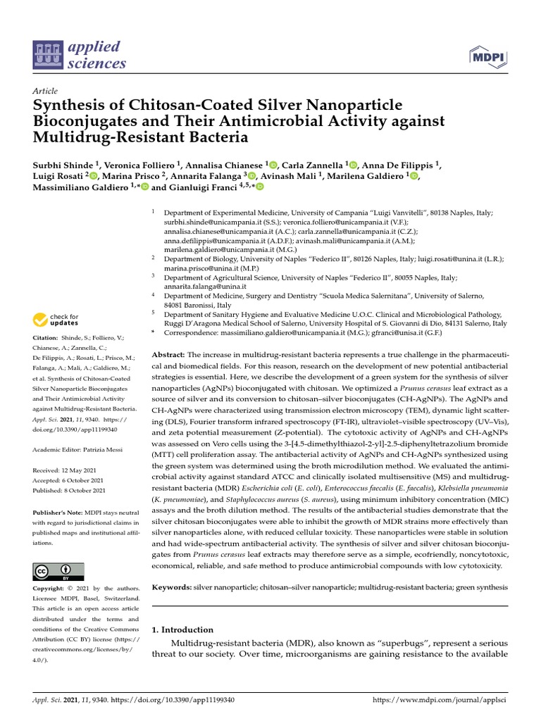 Shinde Et Al. - 2021 - Synthesis of Chitosan Coated Silver Nanoparticle ...
