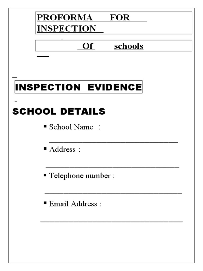 Proforma For Inspection | PDF | Teachers | Schools