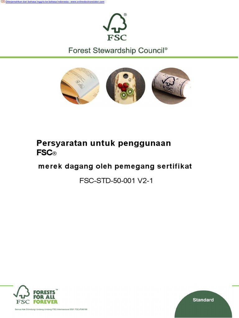 Translate FSC Trademarks STD 50 001 V2 1 en - En.id | PDF