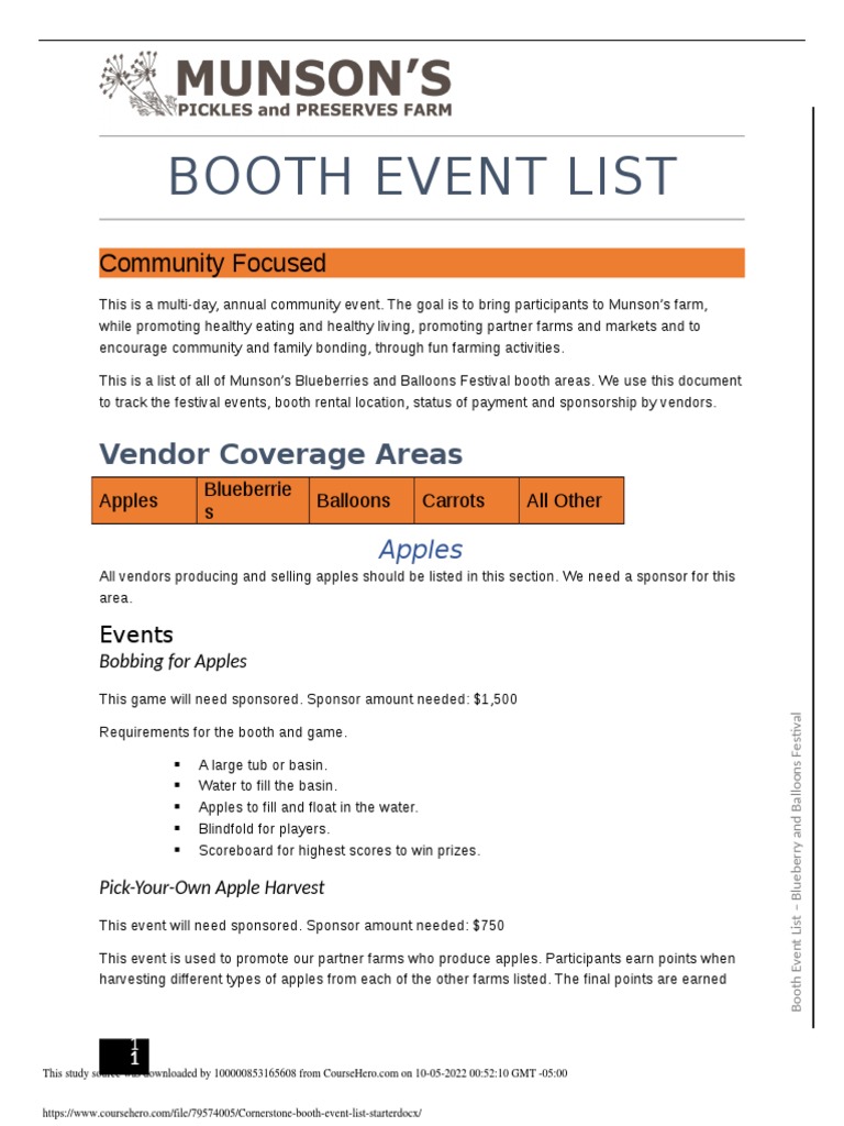 Munson's Festival Vendor Booth List | PDF | Cider | Food And Drink