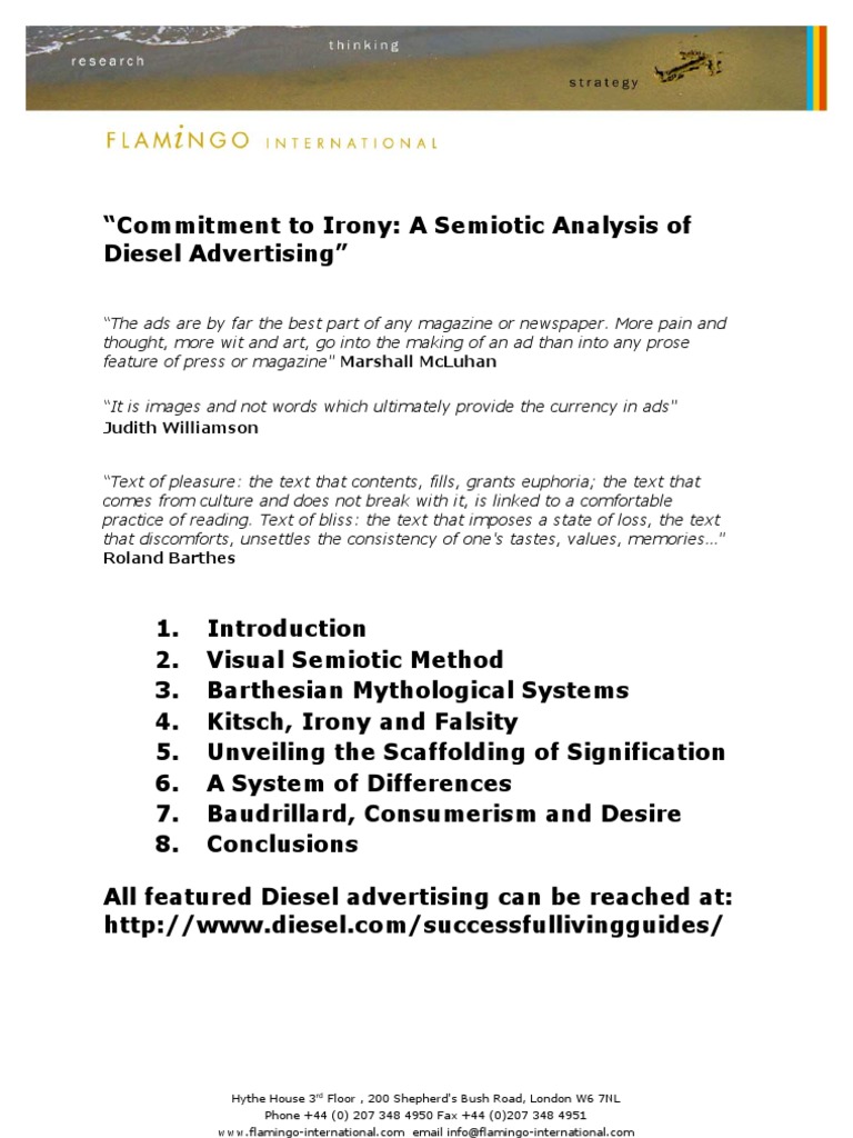 Commitment To Irony A Semiotic Analysis Of Diesel Ads - 