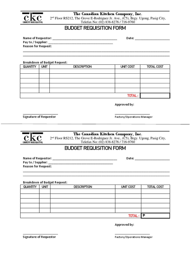 Kitchen Budget Requisition Form | PDF