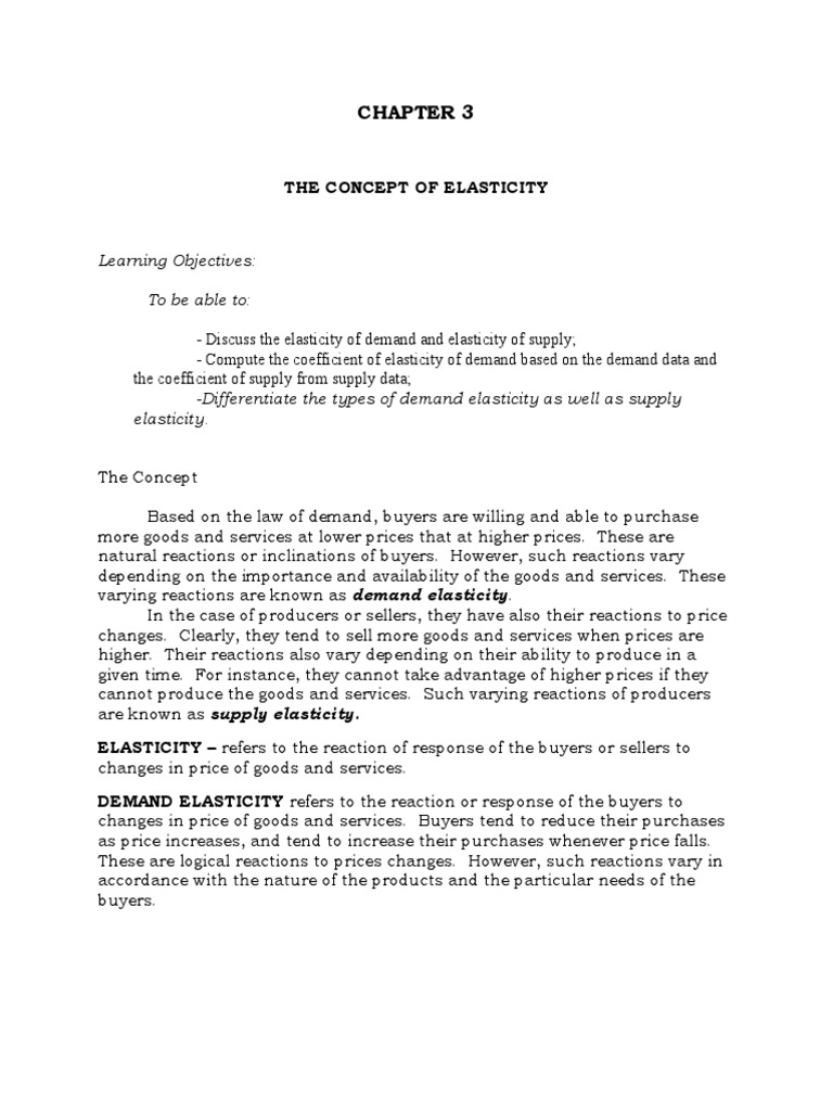 Chapter 3 Concept of Elasticity | PDF | Elasticity (Economics) | Price ...