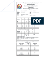 JKBOSE Class 10 Result for Shazia Ashraf