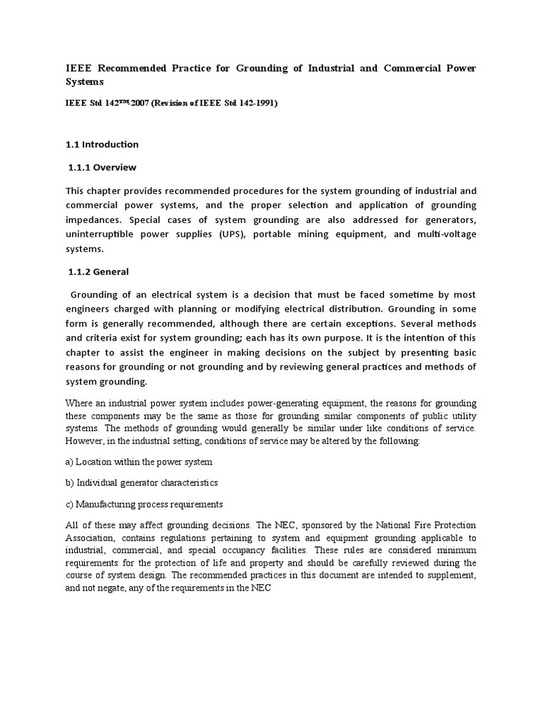 IEEE Practice For Grounding of Industrial and Commercial