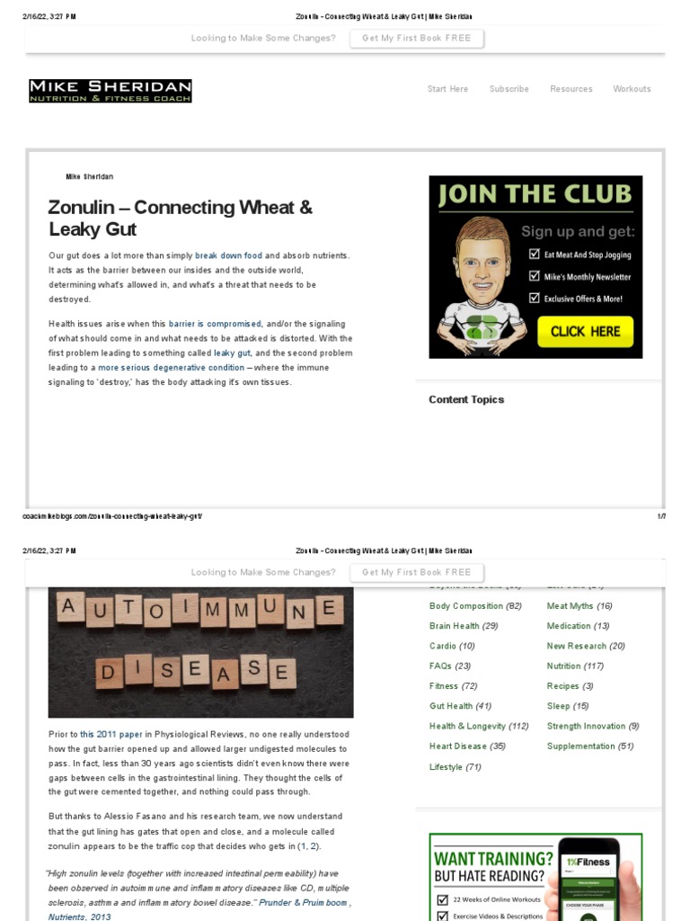 Zonulin Connecting Wheat & Leaky Gut Mike Sheridan PDF