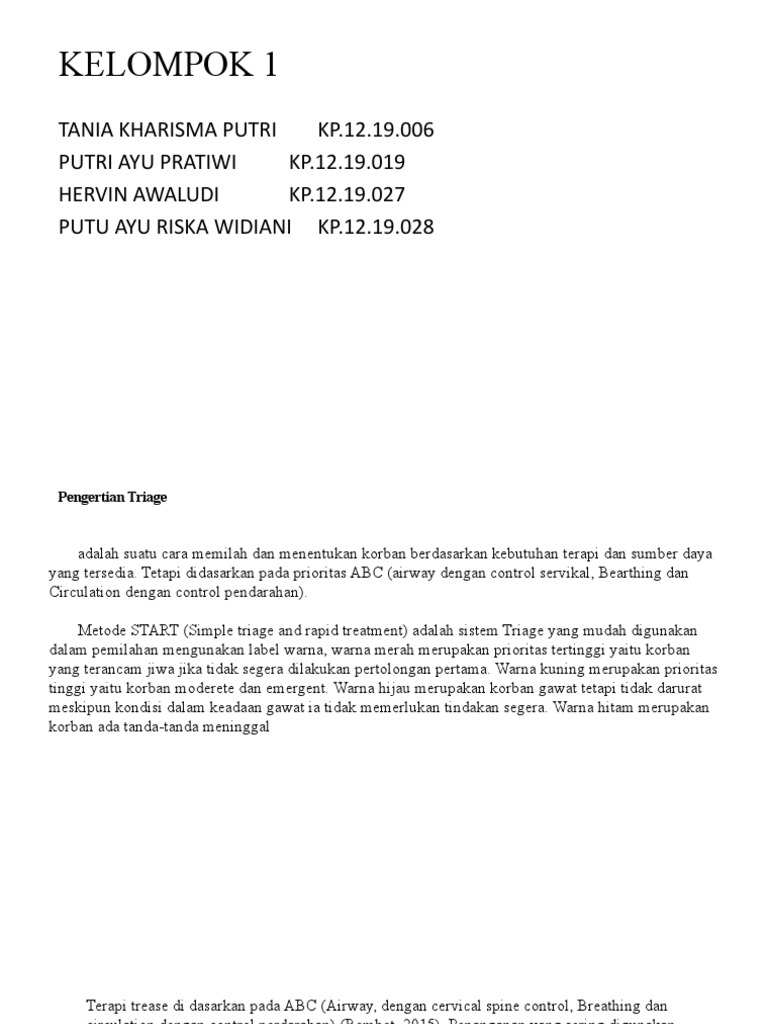 Panduan Triage Metode START di IGD | PDF