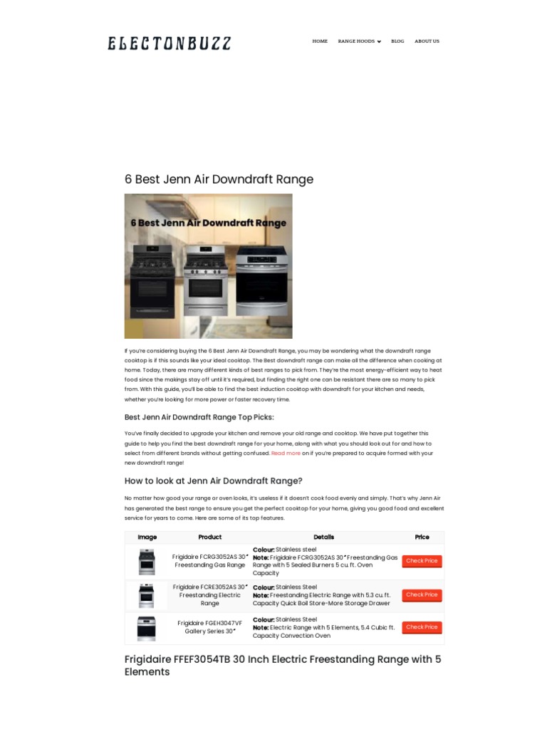 6 Best Jenn Air Downdraft Range PDF Kitchen Oven