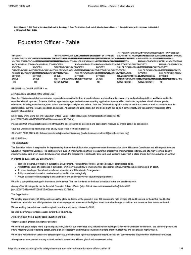 Education Officer PDF Employment