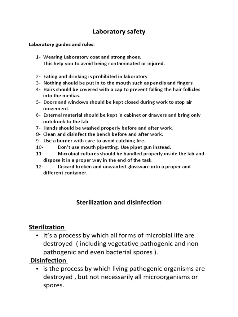 Laboratory Safety Laboratory Guides and Rules PDF Sterilization