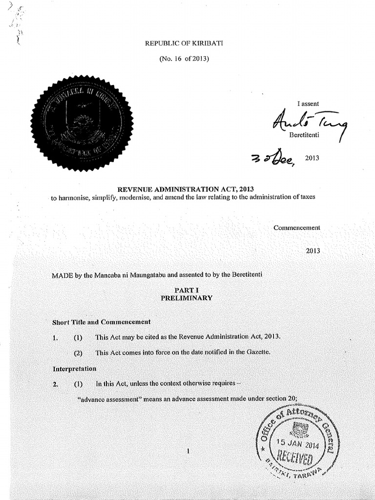Revenue, Administration Act No.16 of 2013 | PDF
