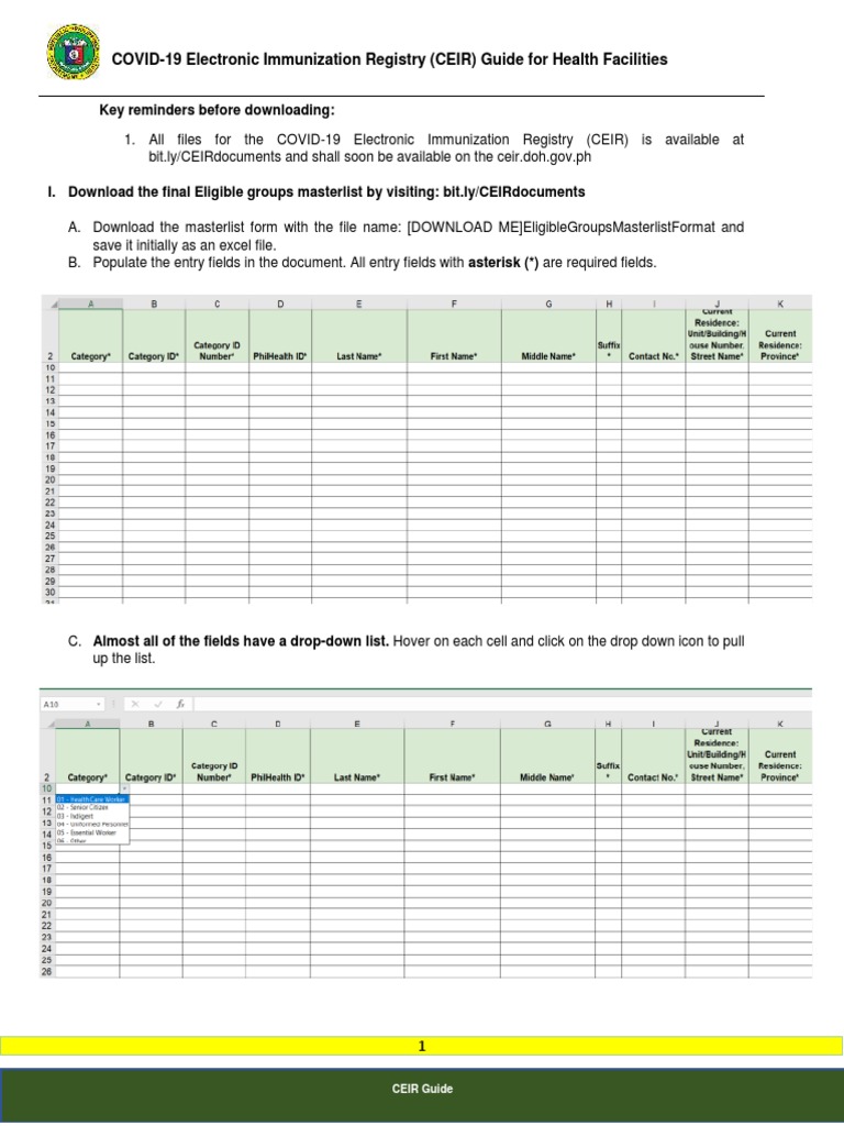 CEIR Guide for Health Facilities | PDF | Comma Separated Values | Software