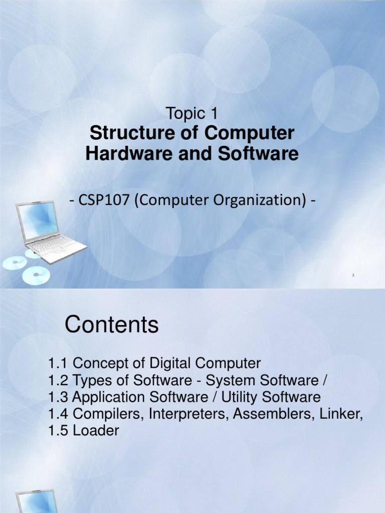 Topic 1 - 2 - Structure of Computer Hardware and Software | Download ...