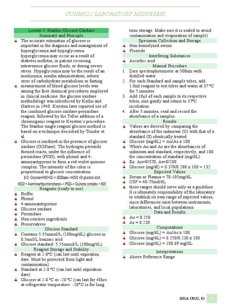 CCHM321 Glucose Lab Tests PDF Hypoglycemia Hyperglycemia