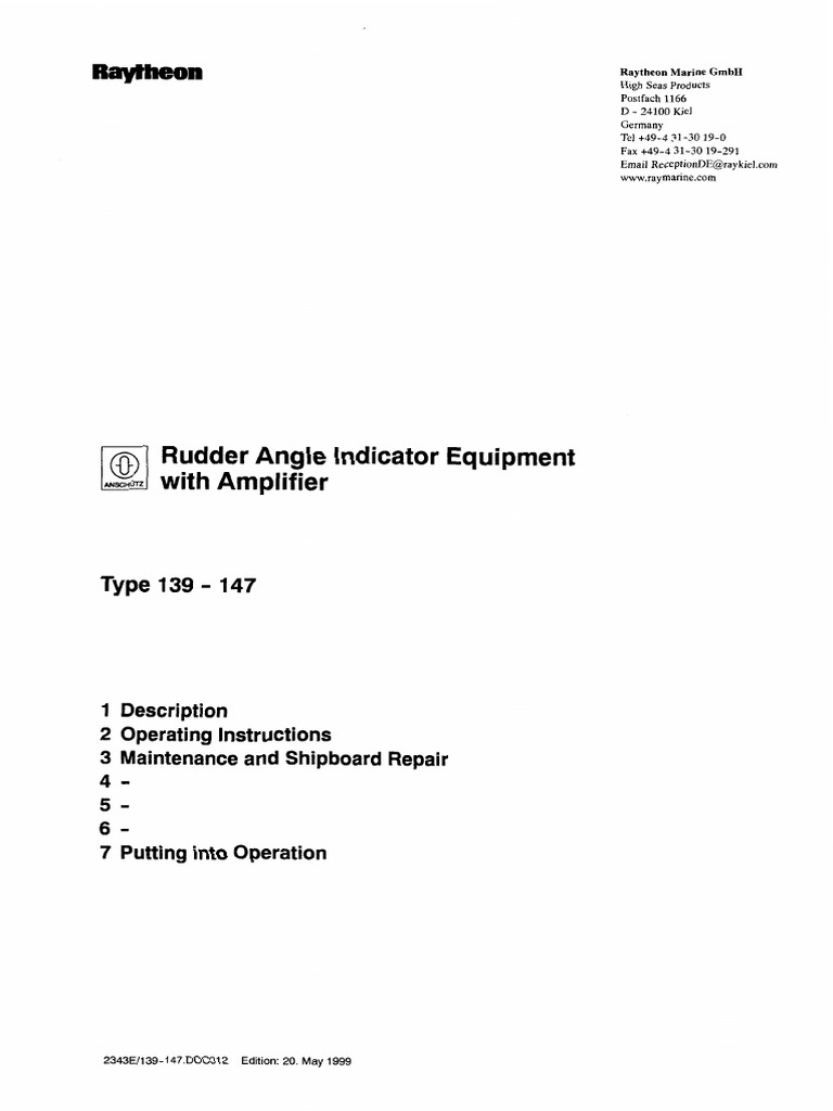 Raytheon Anschütz Rudder Angle Indicator