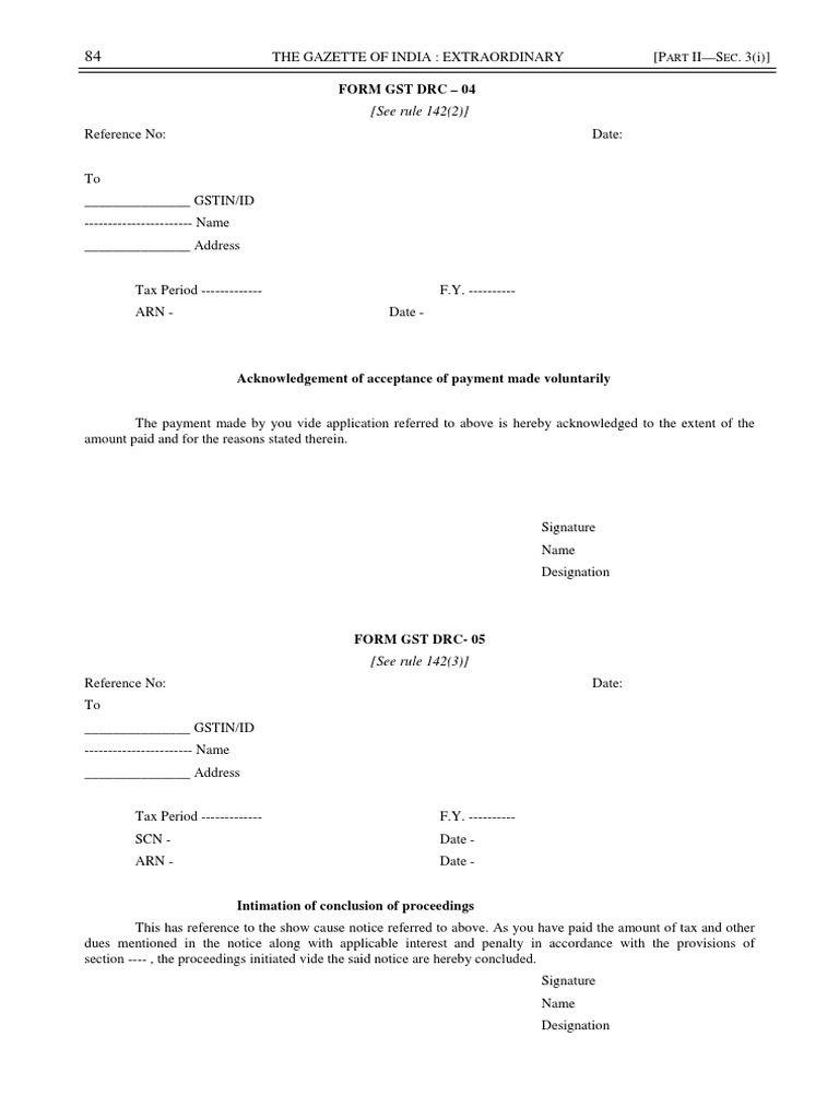 GST DRC-04 and DRC-05 Forms Overview | PDF