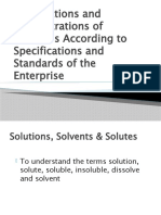 Formulations and Concentrations of Solutions According To Specifications