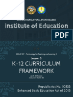 Educ107 - Lesson 3 - K-12 Curriculum Framework