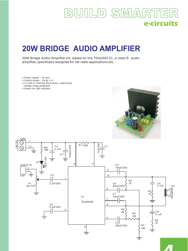 20W Bridge Audio Amplifier Kit | PDF | Home & Garden