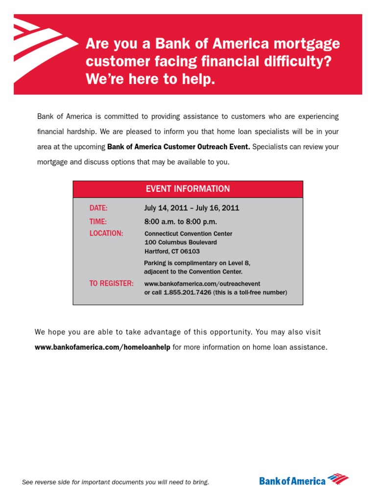 Bank of America Hartford Mortgage Loan Financial Services