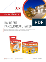 Ficha técnica de lâmpadas halógenas PAR20, PAR30 e PAR38